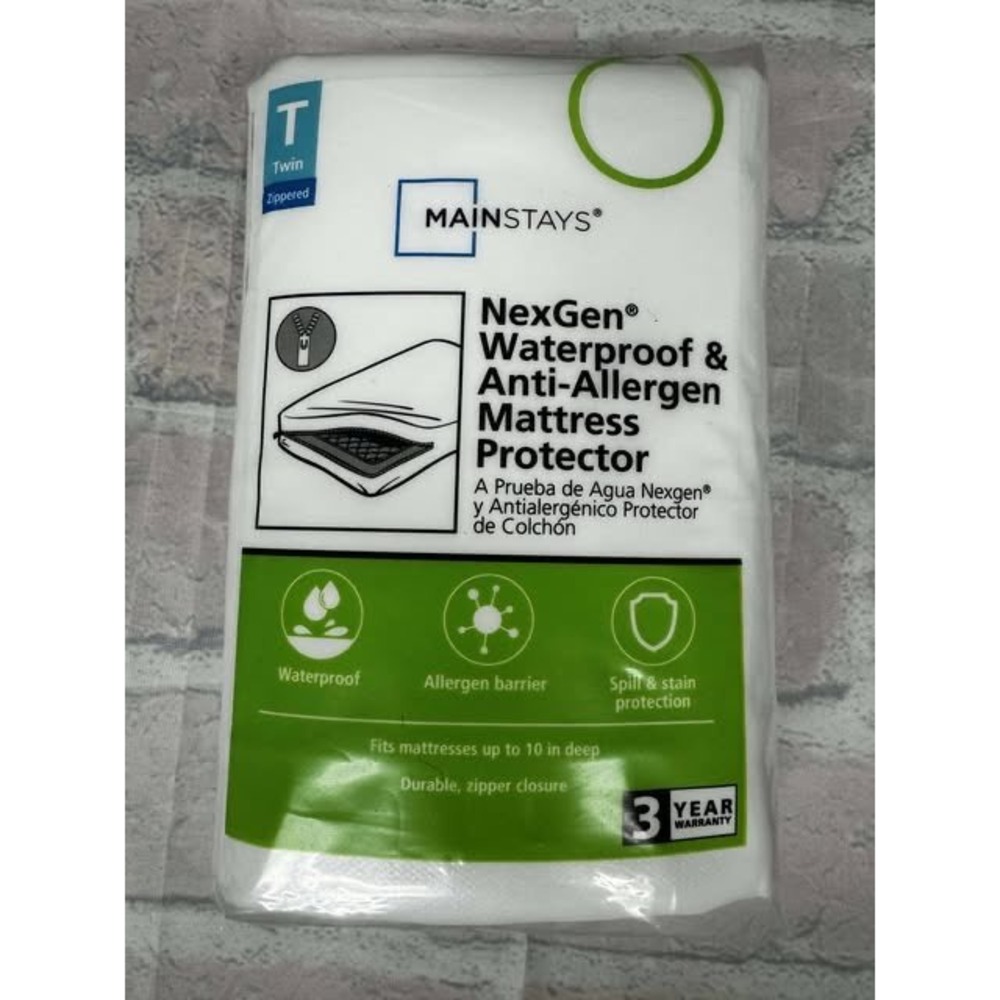 Mainstays Twin Size NexGen‎ Waterproof Anti Allergen Mattress Protector Zippered